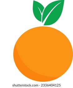 Orange fruit with leaf. Vector illustration