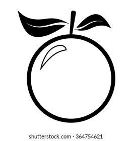 Orange fruit with leaf. Vector illustration