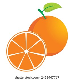 orange fruit with leaves and orange pieces