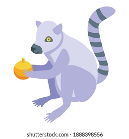 Orange fruit lemur icon. Isometric of orange fruit lemur vector icon for web design isolated on white background