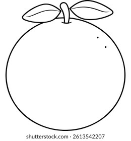 Orange Fruit Line Art Vector for Kids Hand Drawing and Learning – Simple Tropical Fruit Outline Illustration