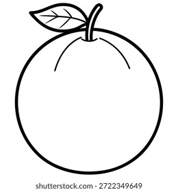 Orange Frucht Linie Kunst Vektorgrafik, saubere schwarze Umrisse, konsistentes Strichgewicht, einzeln auf weißem Hintergrund
