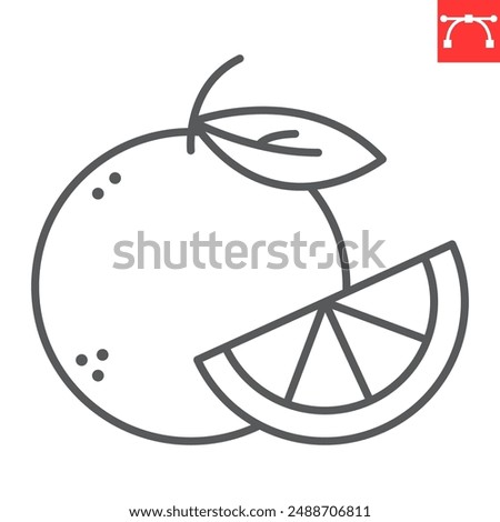 Orange fruit line icon, fresh and fruit, orange vector icon, vector graphics, editable stroke outline sign, eps 10.