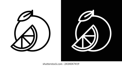 Orange Fruit Line Icon on White Background for web.