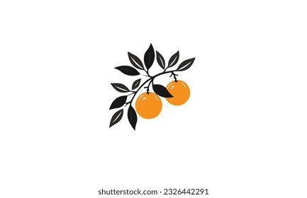 orangefarbenes Obstlogo schwarz, einfache flache Symbol auf weißem Hintergrund