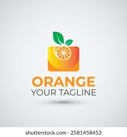 orange fruit logo design icon template