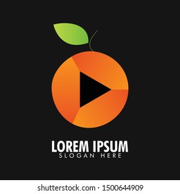 Orange Fruit logo design illustration, Orange vector illustration isolated on dark background