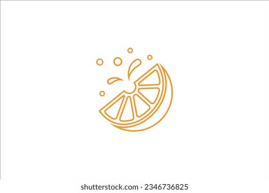 Orange fruit logo design with line art design style