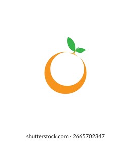 Diseño de la ilustración del icono del Vector del diseño del logotipo de la fruta naranja