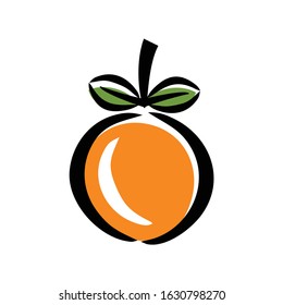 Orange fruit logo. Fresh lemon fruits on summer season. Summer fruit