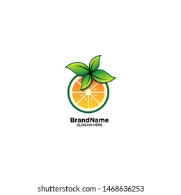 Orange Fruit Logo with leaf