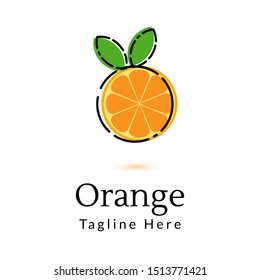 Orange Fruit Logo with leaf, icon design template element
