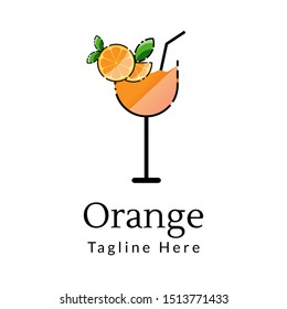 Orange Fruit Logo with leaf, icon design template element