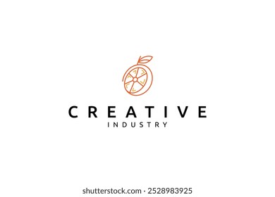 orange fruit logo in line art design style