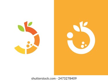 Orange Frucht mit Logo. Einfaches modernes digitales Symboldesign aus Orange