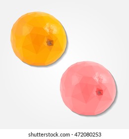 Orange fruit low resolution flat triangle polygon vector eps10