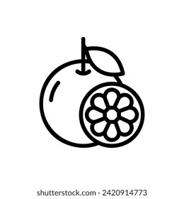 Orange Fruit, Lunar Year Line Icon Logo Illustration. Lunar Year Icon-set. Suitable For Web Design, Logo, App