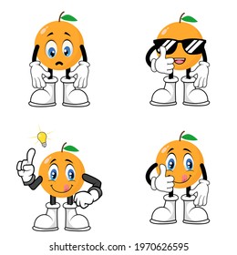Orange fruit mascot cartoon bundle vector graphics