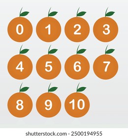 Orange Fruit Math Counting Numbers Zero to Ten Illustration