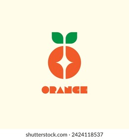 Plantilla de diseño minimalista de logotipo de frutos naranjas. Ilustración vectorial.