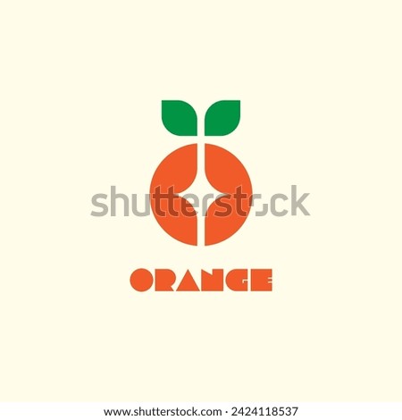 Orange fruit minimalistic logo design template. Vector illustration.