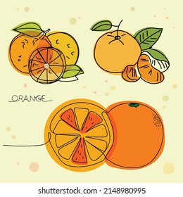 orange fruit one line draw art