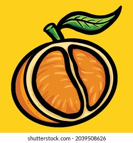 orange fruit outline cartoon vector illustration