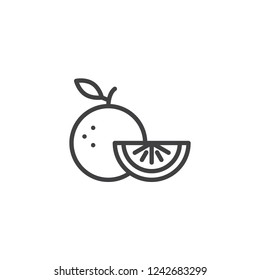 Orange fruit outline icon. linear style sign for mobile concept and web design. Citrus fruit slice simple line vector icon. Symbol, logo illustration. Pixel perfect vector graphics