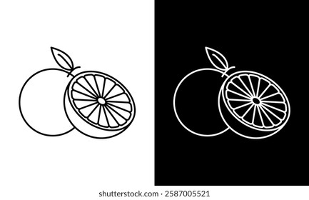 Orange fruit in outline style. Very suitable for logos, icons, prints, and other design complements.