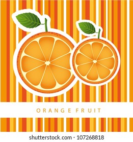 orange fruit over stripes background. vector illustration