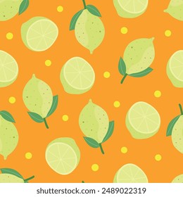 Orange Fruit Pattern, Seamless Background, Gift Paper, Wall Art, Orange Fruit Pattern Illustration
