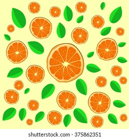 Orange fruit pattern. Vector illustration.