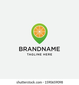 Orange fruit pin logo and icon design vector illustration