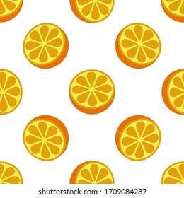 Orange fruit seamless bright white art vector pattern