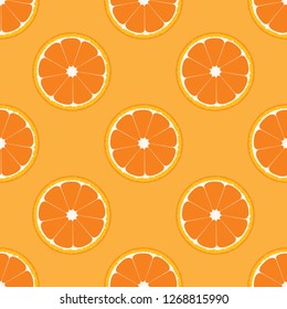 Orange fruit seamless. Flat color Vector Illustration for your package design.