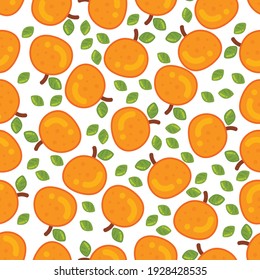 Orange Fruit Seamless Pattern, Abstract Repeated Background. For Paper, Cover, Fabric, Gift Wrap, Wall Art, Interior Decor. Simple Surface Pattern Design. Vector. Illustration