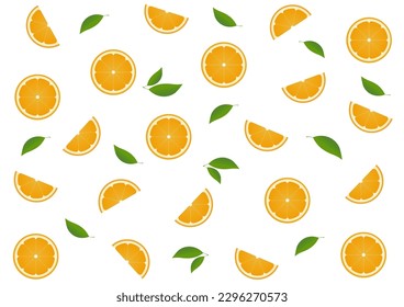 Orange Fruit Seamless Pattern Background. Vector Illustration. 