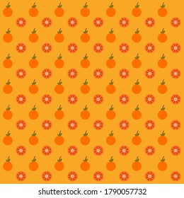 Orange fruit seamless pattern background.Colorful wallpaper vector illustration and good for printing