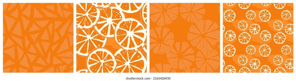 Orange fruit seamless pattern. Colorful kitchen textile or product packaging abstract background.