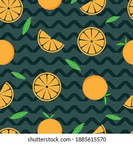 Orange fruit. Seamless pattern with fruits for textiles, clothing and wrapping paper.