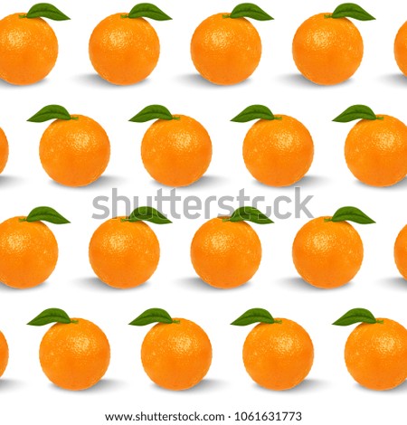 Orange fruit seamless pattern with leaf isolated on white