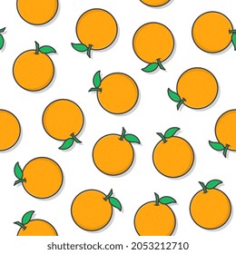 Patrón De Fruta Naranja Sin Marea En Un Fondo Blanco. Ilustración de vectores de iconos de naranja fresco