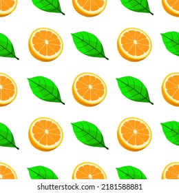 Orange fruit seamless pattern on white background
