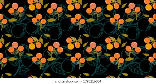 Orange Fruit Seamless pattern. Trendy and modern color. Flat design Seamless pattern. A pattern for wallpaper, print and textile. 