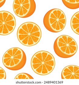 Orange fruit seamless pattern. Vector cartoon citrus background.