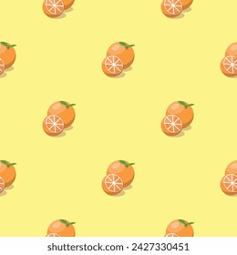 Orange fruit seamless pattern. Vegan organic eco product background. vector illustration.