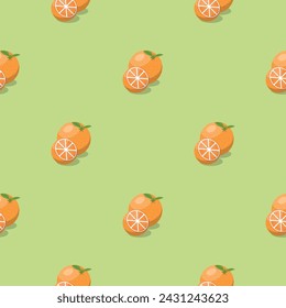 Patrón sin costuras de fruta naranja. Fondo de producto ecológico vegano. ilustración vectorial.