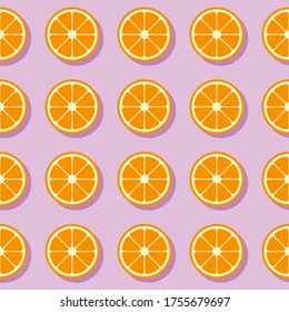 Orange fruit seamless vector pattern with illustrator.concept of healthy eating. Food texture.Vector illustration