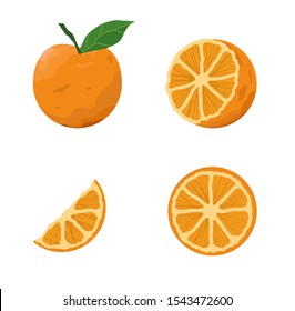 	
Orange fruit segmented on a white background. Grapefruit collection of whole, cut half, slice, piece.Tangerine with leaf,fruit vector illustration sketch isolated on white.Flat style with leaves cut