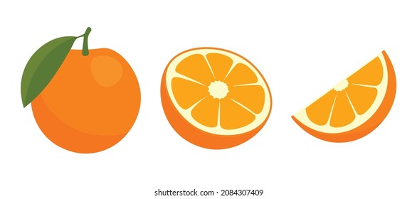 Frutos anaranjados aislados de fondo blanco. Ilustración vectorial para cualquier diseño.